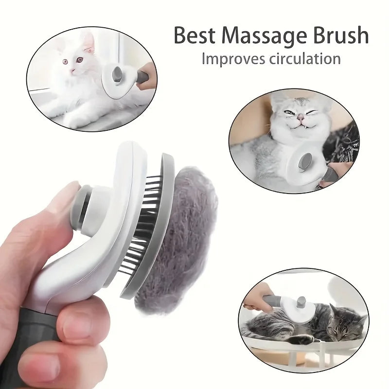 Pet Hair Remover Comb | One-Click Self-Cleaning Brush for Dogs & Cats